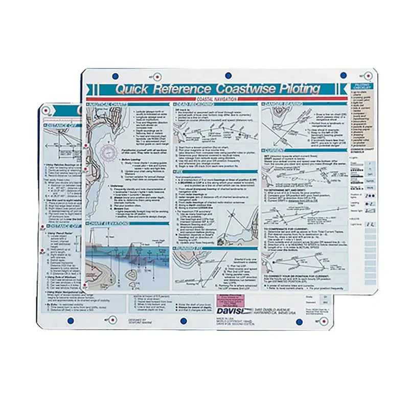Davis Quick Reference Coastwise Piloting Card with navigation tips and coastal piloting rules