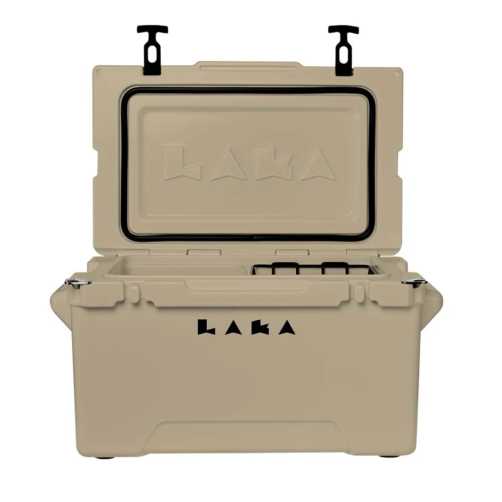 LAKA 45 Qt hard-sided cooler in durable rotomolded construction in tan color