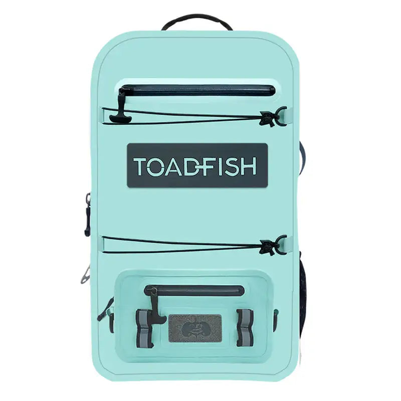 Toadfish waterproof backpack and sling in seafoam color