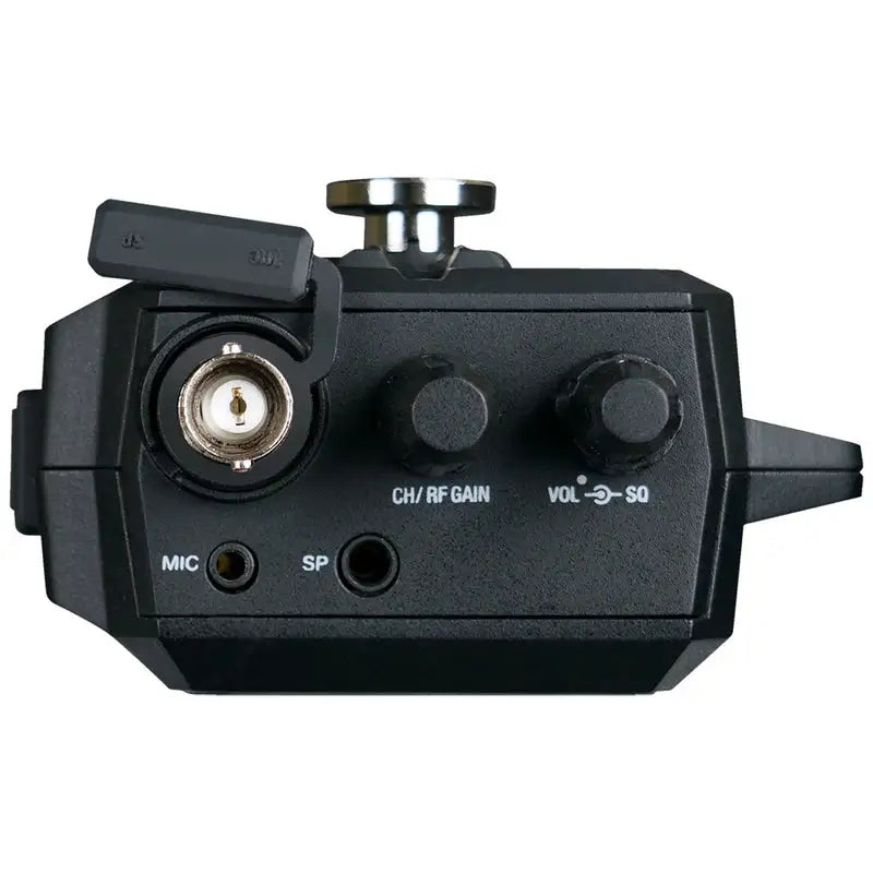 Top view of Uniden PRO538HHFM handheld CB radio unit