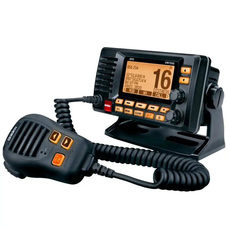 Uniden UM725 fixed mount marine VHF radio with GPS display