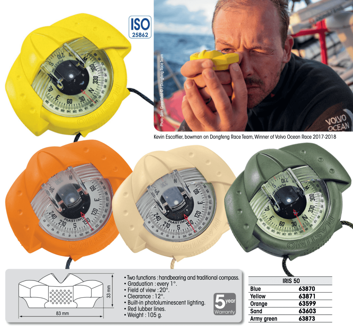 Compass Yellow handbearing compass Iris 50