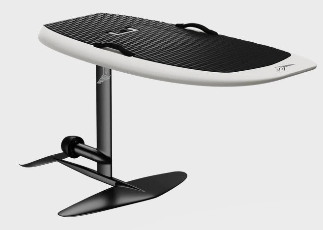 5'4" Lift5 Cruiser eFoil in Off-White color, cruising on water at AFLOAT Watersports, delivering an exhilarating electric foiling experience.