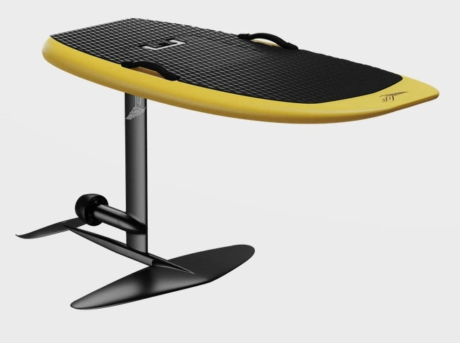 5'4" Lift5 Cruiser eFoil in Sun Kissed color, gliding on water at AFLOAT Watersports, offering an exciting electric foiling experience.