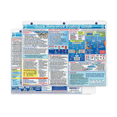 Davis Quick Reference Boating Guide Card showing essential boating rules and tips