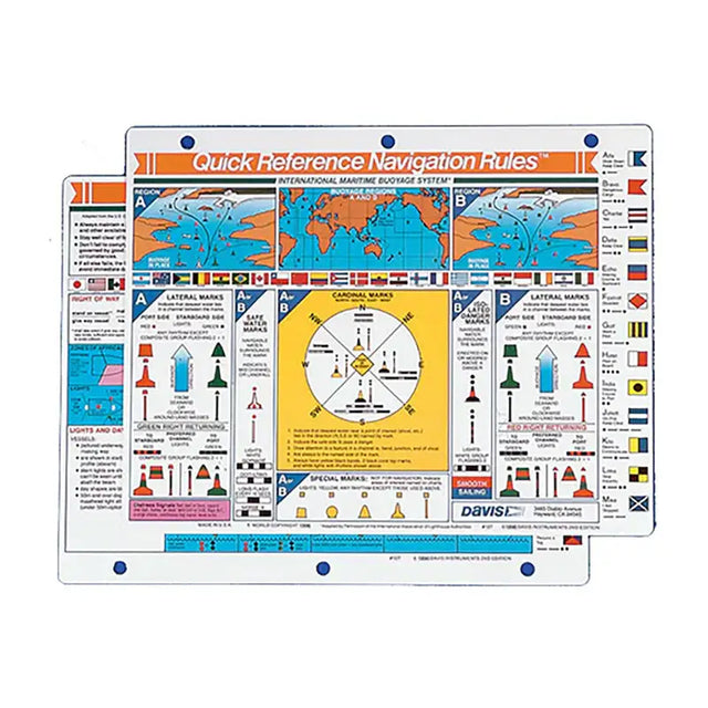 Davis Quick Reference International Navigation Rules Card for boaters