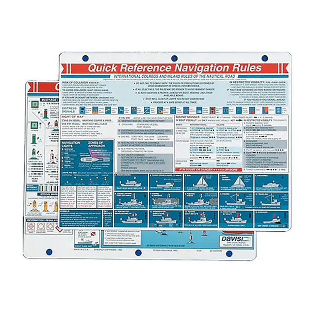 Davis Quick Reference Navigation Rules Card for boating safety
