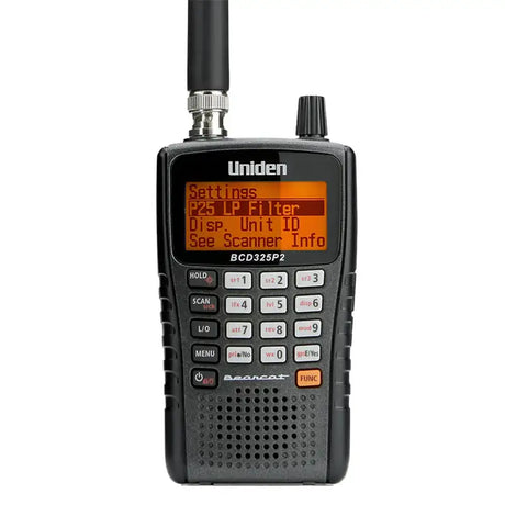 Front view of Uniden BCD325P2 digital handheld police scanner