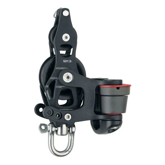Harken45mmSingleAluminumElementFiddleBlockwSwivel_Becket150CamCleat