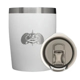 Toadfish non-tipping 10oz rocks tumbler with stainless steel rim and insulated body WHITE