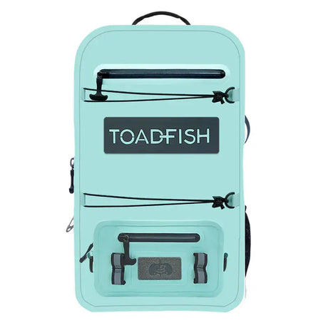 Toadfish waterproof backpack and sling in seafoam color
