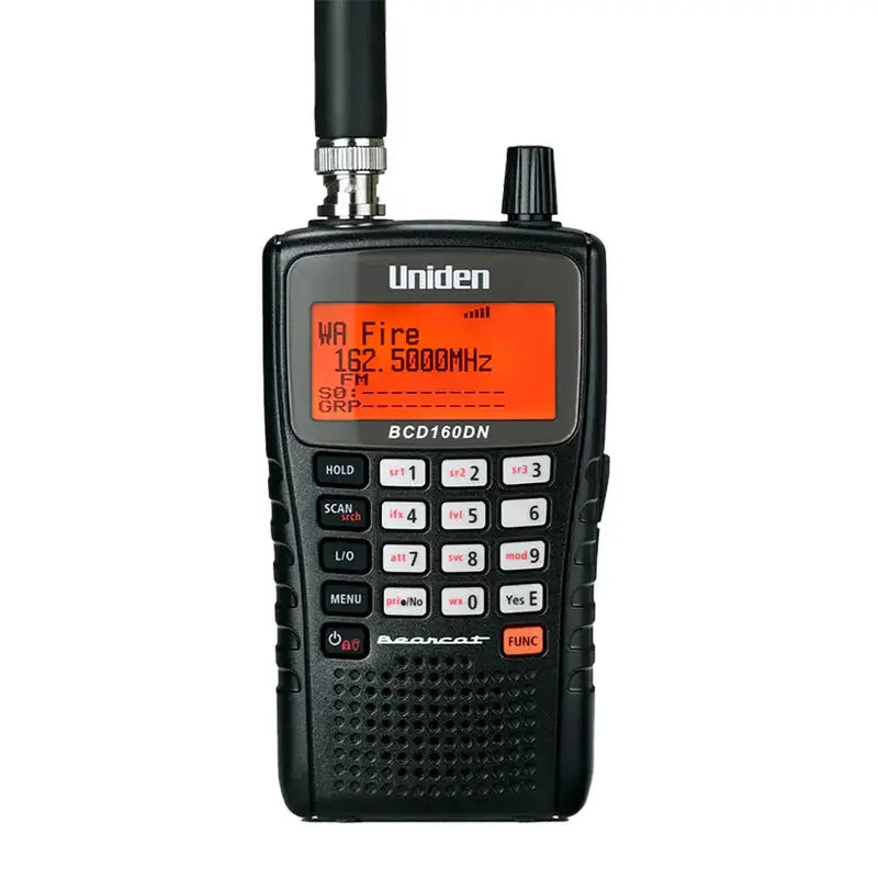 Uniden BCD160DN digital handheld scanner with front display and control buttons