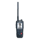 Uniden MHS338BT VHF marine radio front view with LCD display and GPS Bluetooth functionality