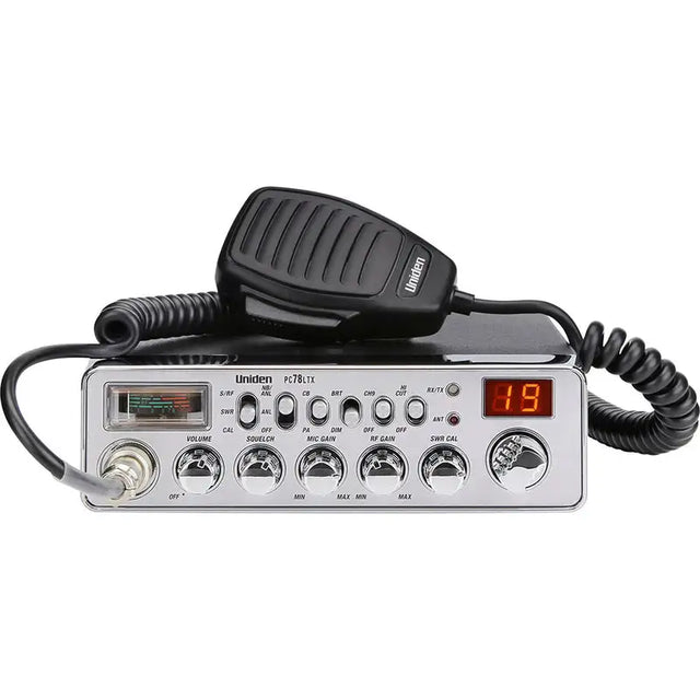 Uniden PC78LTX CB radio with digital display and control knobs