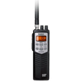 Uniden PRO501HH handheld CB radio front view with control buttons and antenna
