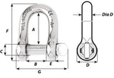 D Shackles Standard Captive pin D shackle - Dia 10 mm