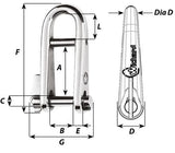 Halyard & Key Shackles Key pin shackle with bar - Dia 5 mm