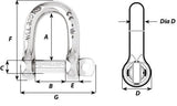 D Shackles Standard Self-locking D shackle - Dia 6 mm