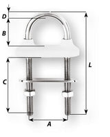 U-Bolts Watertight U-bolt - Dia 8 mm - Length: 100 mm - White